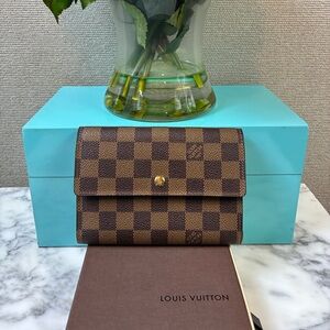 Louis Vuitton LV Pristine Condition Porte Tresor Damier Ebene Trifold Wallet
